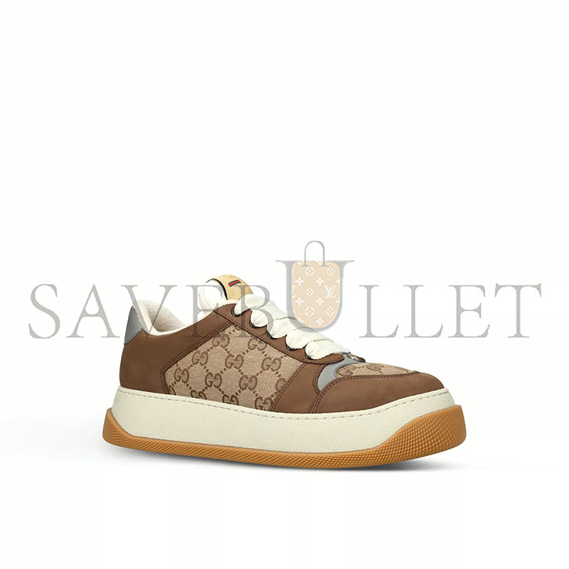 GUCCI DOUBLE SCREENER WOVEN AND SUEDE LOW-TOP TRAINERS 570443
